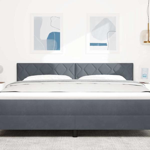 LED Kopfteil Design mit Diamantblöcken Dunkelgrau 180 cm Samt