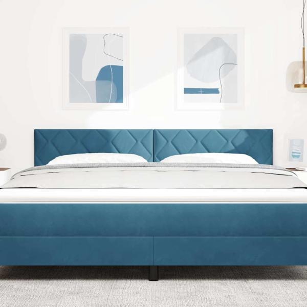 LED Kopfteil Diamantblöcke Design Dunkelblau 180 cm Velvet
