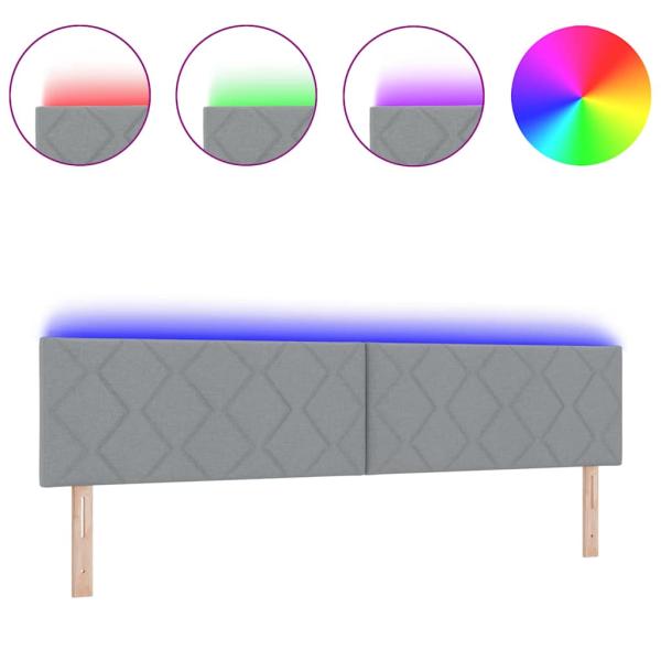 LED Kopfteil Rautenmuster Hellgrau 200 cm Stoff