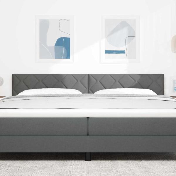 LED Kopfteil Rautenmuster Dunkelgrau 200 cm Stoff