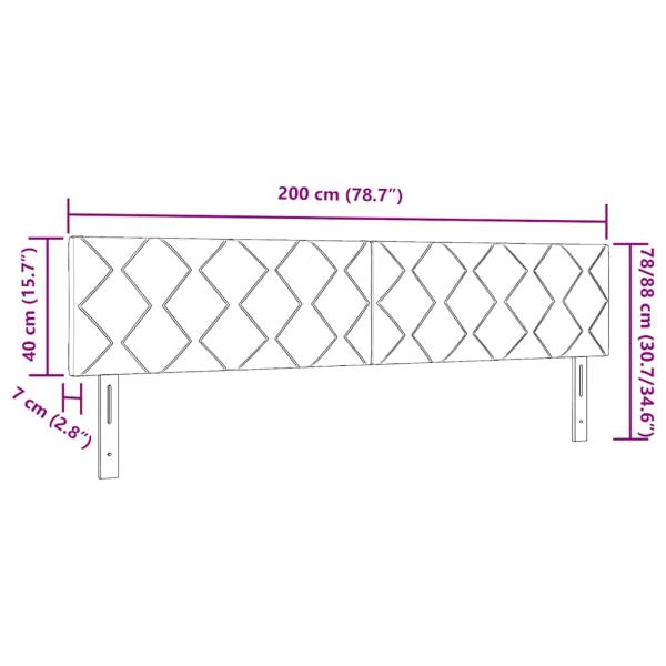 LED Kopfteil Rautenmuster Schwarz 200 cm Stoff