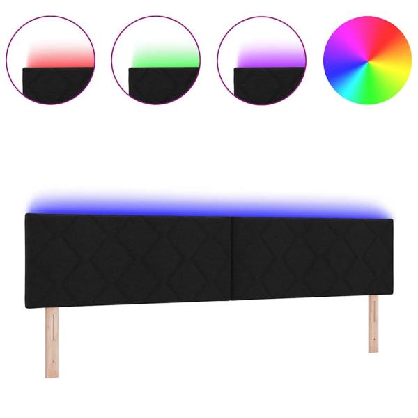 LED Kopfteil Rautenmuster Schwarz 200 cm Stoff