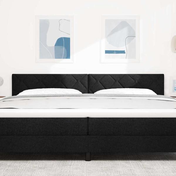 LED Kopfteil Rautenmuster Schwarz 200 cm Stoff