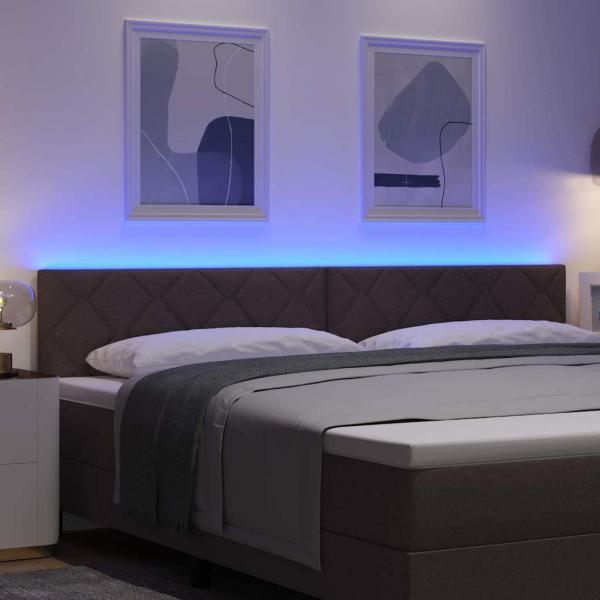 LED Kopfteil Braun 200 cm Stoff