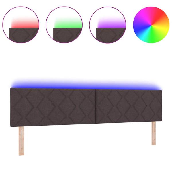 LED Kopfteil Rautenmuster Dunkelbraun 200 cm Stoff