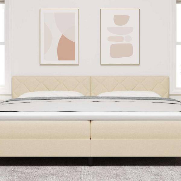 LED Kopfteil Rautenmuster Creme 200 cm Stoff