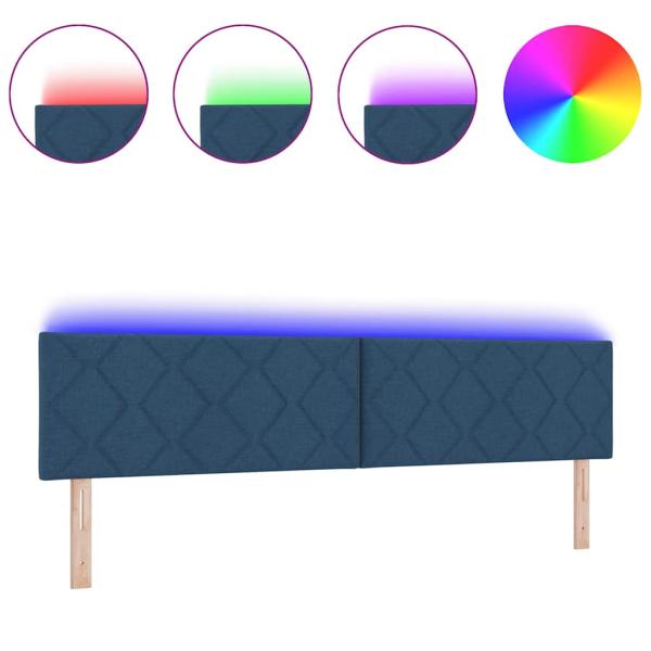 LED Kopfteil Rautenmuster Blau 200 cm Stoff