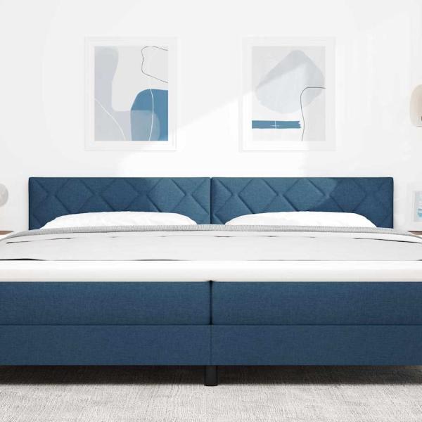 LED Kopfteil Rautenmuster Blau 200 cm Stoff