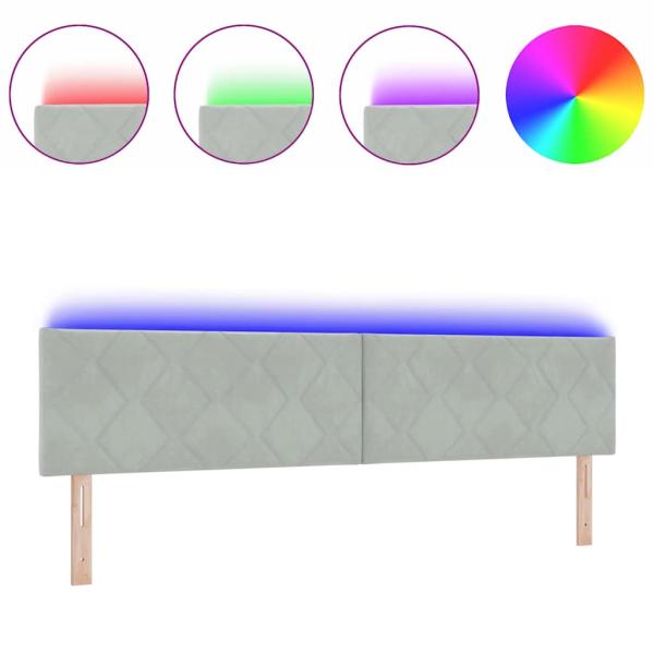 LED Kopfteil Diamantblocks Design Hellgrau 200 cm Velvet