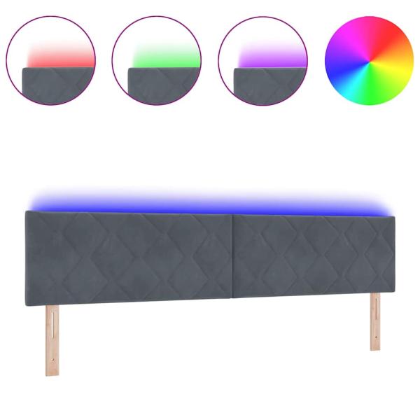 LED Kopfteil Diamantblock Design Dunkelgrau 200 cm Velvet