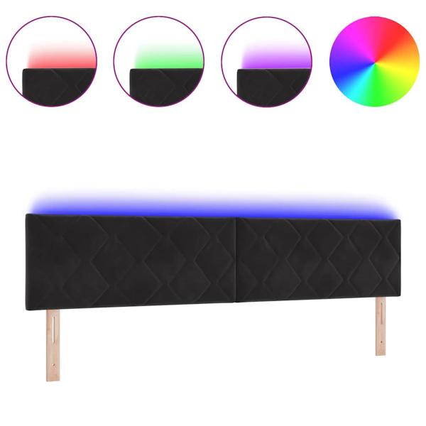 LED Kopfteil Diamantblöcke Design Schwarz 200 cm Samt