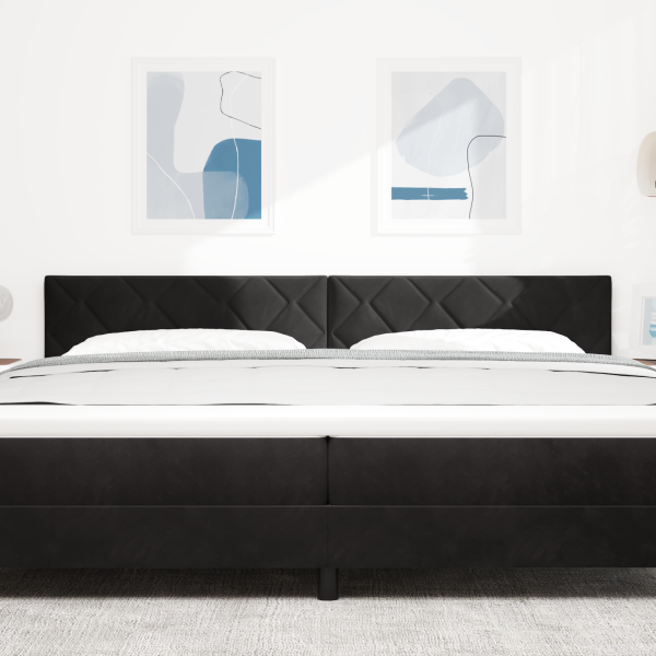 LED Kopfteil Diamantblöcke Design Schwarz 200 cm Samt