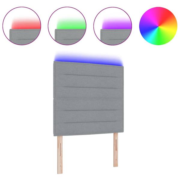 LED Kopfteil Linien-Design Hellgrau 80 cm Stoff