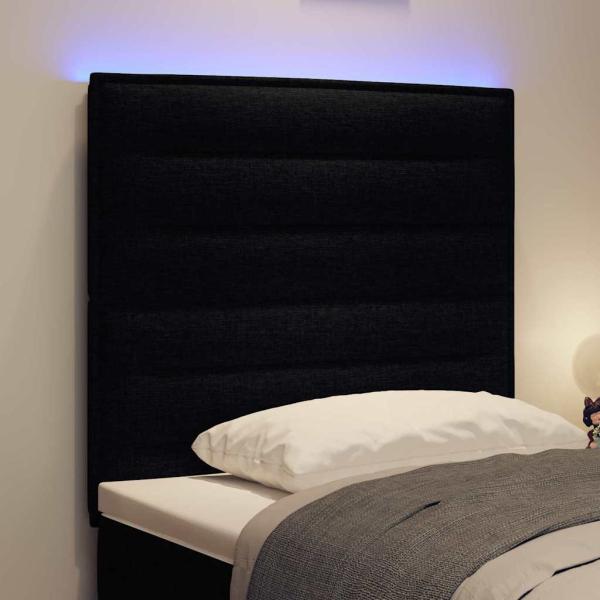 LED Kopfteil Linien-Design Schwarz 80 cm Stoff
