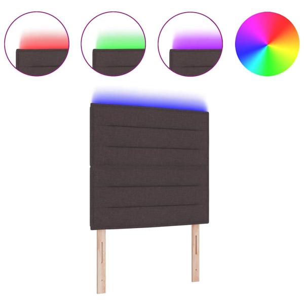 LED Kopfteil Linien-Design Dunkelbraun 80 cm Stoff