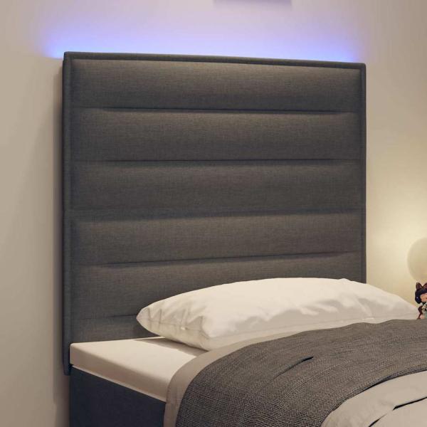 LED Kopfteil Linien-Design Dunkelgrau 90 cm Stoff