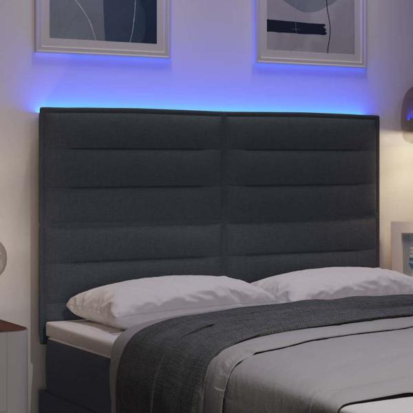 LED Kopfteil Linien-Design Dunkelgrau 72 cm Stoff