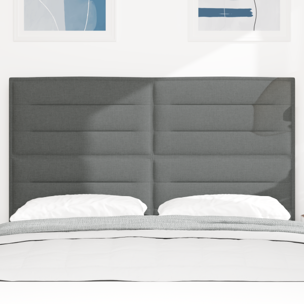 LED Kopfteil mit LED-Lichtleisten Dunkelgrau 144 cm Stoff