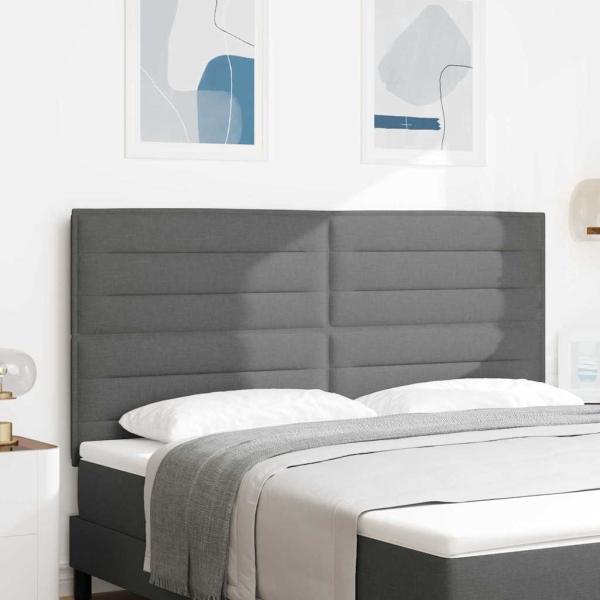 LED Kopfteil Linien-Design Dunkelgrau 90 cm Stoff