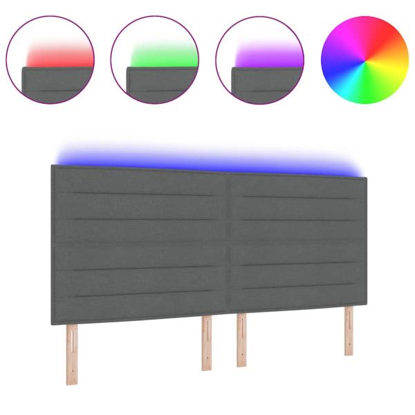 LED Kopfteil Linien-Design Dunkelgrau 100 cm Stoff