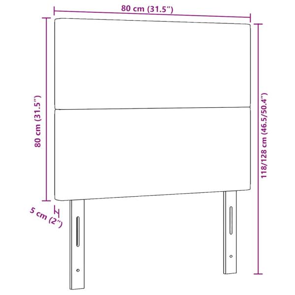 LED Kopfteil Hellgrau 80 cm Cordstoff