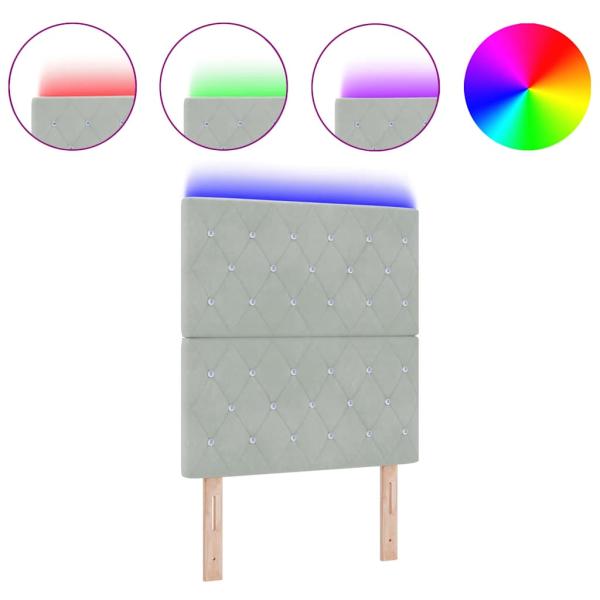 LED Kopfteil Hellgrau 80 cm Samt