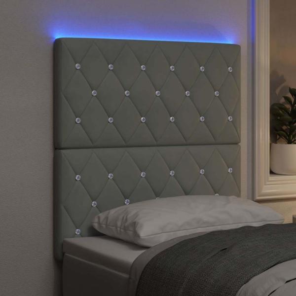 LED Kopfteil Hellgrau 80 cm Samt