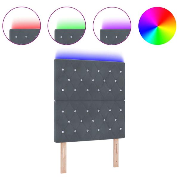 LED Kopfteil Dunkelgrau 80 cm Samt