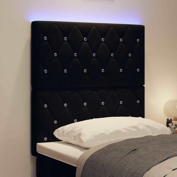 LED Kopfteil Schwarz 80 cm Samt