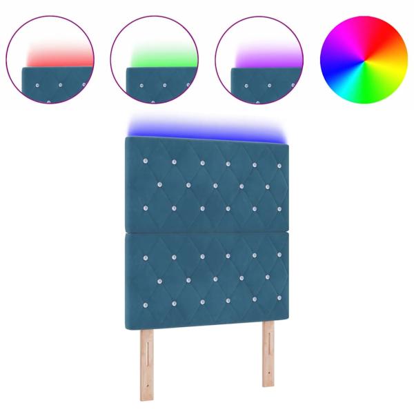 LED Kopfteil Dunkelblau 80 cm Velours