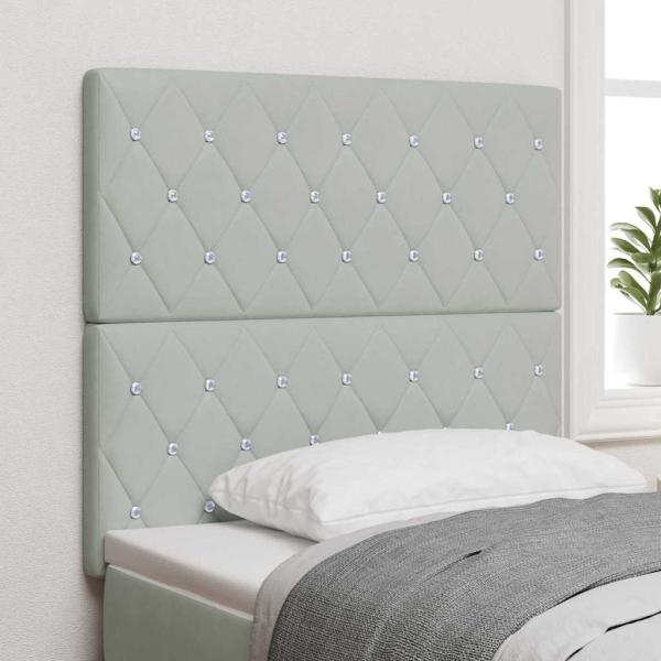 ARDEBO.de - LED Kopfteil Hellgrau 90 cm Velours