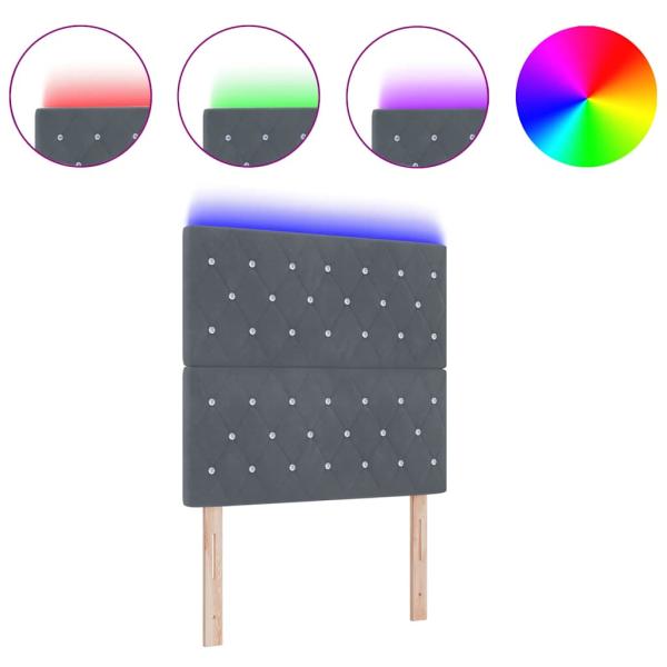 LED Kopfteil Dunkelgrau 90 cm Samt
