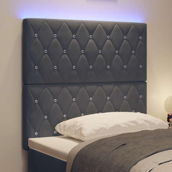 LED Kopfteil Dunkelgrau 90 cm Samt