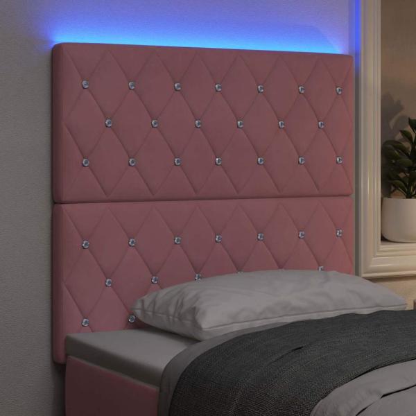 LED Kopfteil Rosa 90 cm Samt