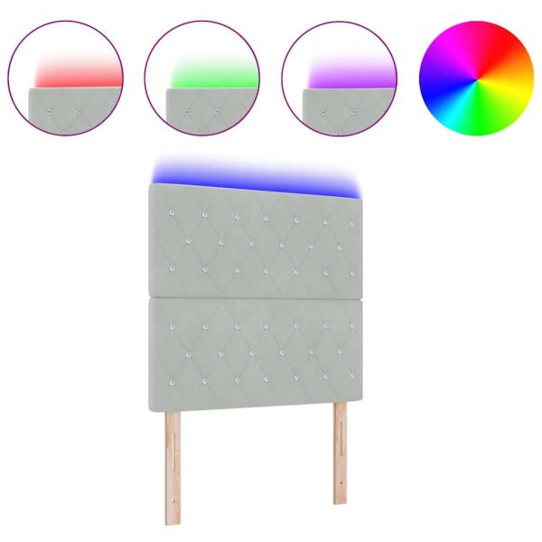 LED Kopfteil Hellgrau 100 cm Samt