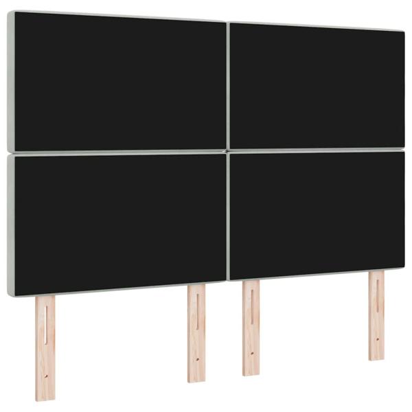 LED Kopfteil mit LED-Lichtleisten Hellgrau 144 cm Samt