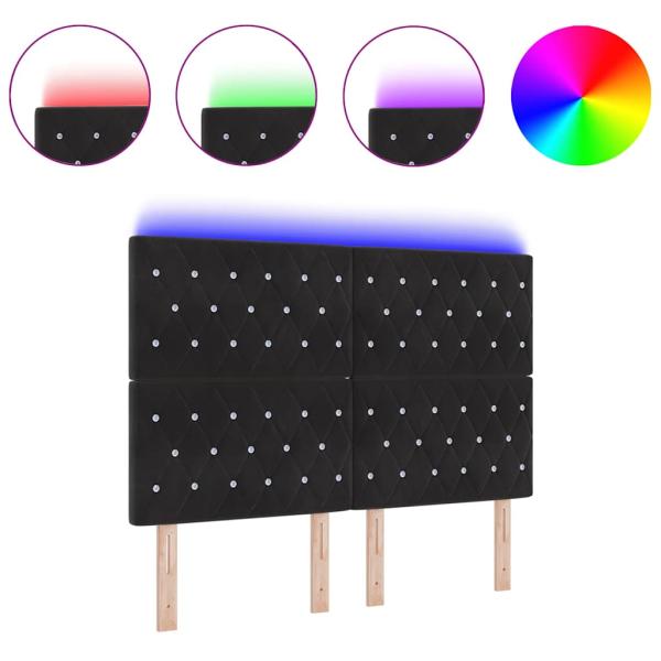 LED Kopfteil Schwarz 72 cm Velvet