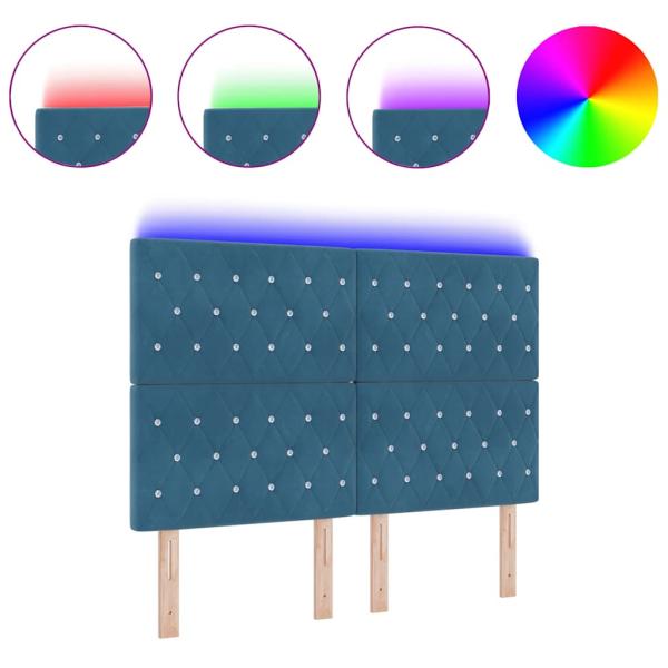 LED Kopfteil Dunkelblau 140 cm Samt