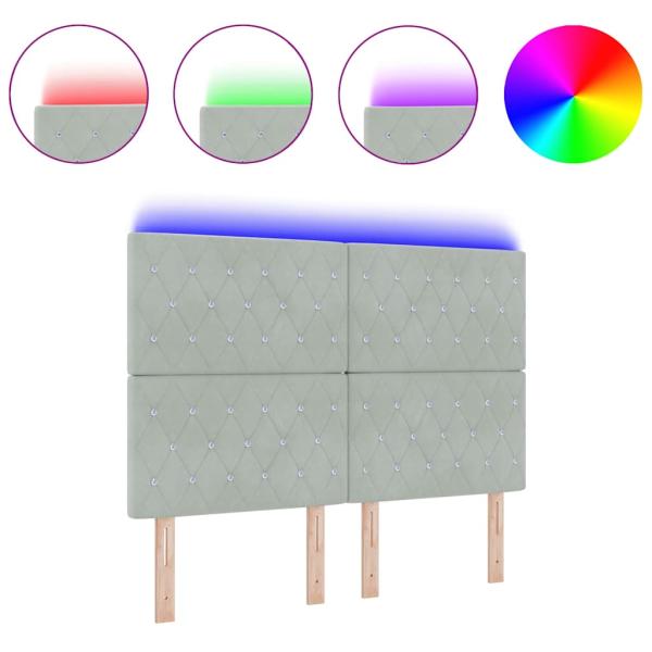 LED Kopfteil Hellgrau 80 cm Samt