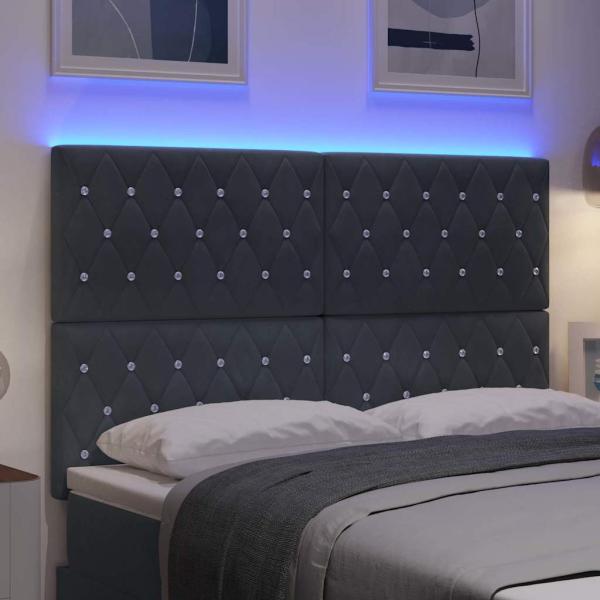 LED Kopfteil Dunkelgrau 80 cm Samt