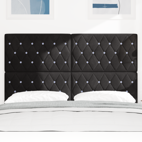 LED Kopfteil Schwarz 80 cm Samt
