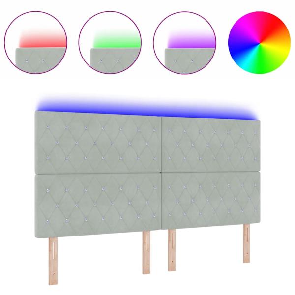 LED Kopfteil Hellgrau 90 cm Samt