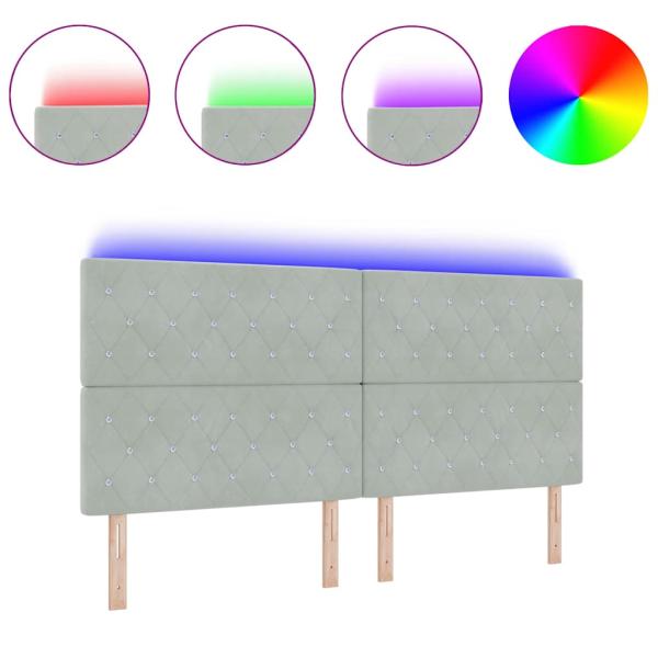 LED Kopfteil Hellgrau 100 cm Samt