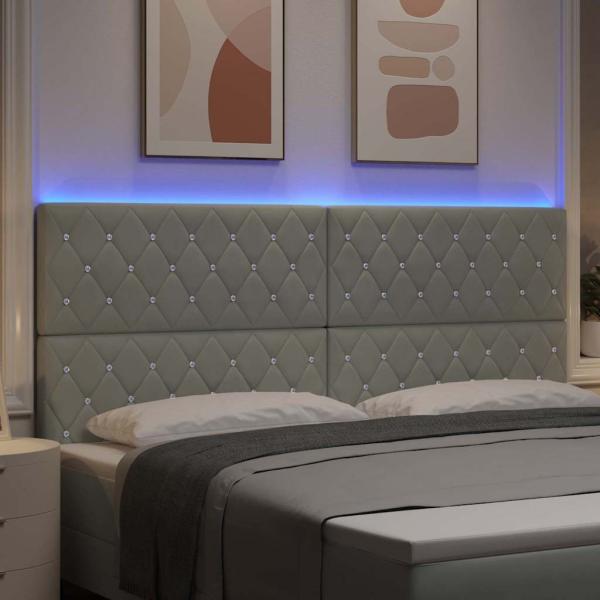 LED Kopfteil Hellgrau 100 cm Samt