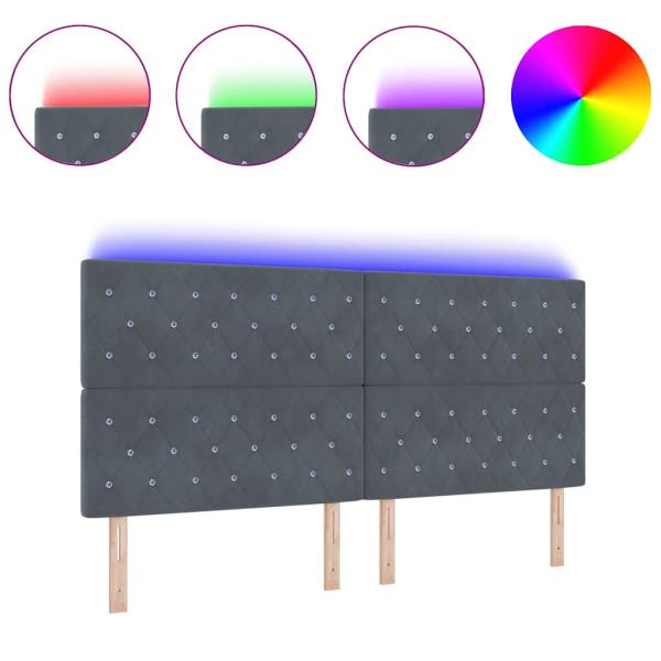 LED Kopfteil Dunkelgrau 100 cm Samt