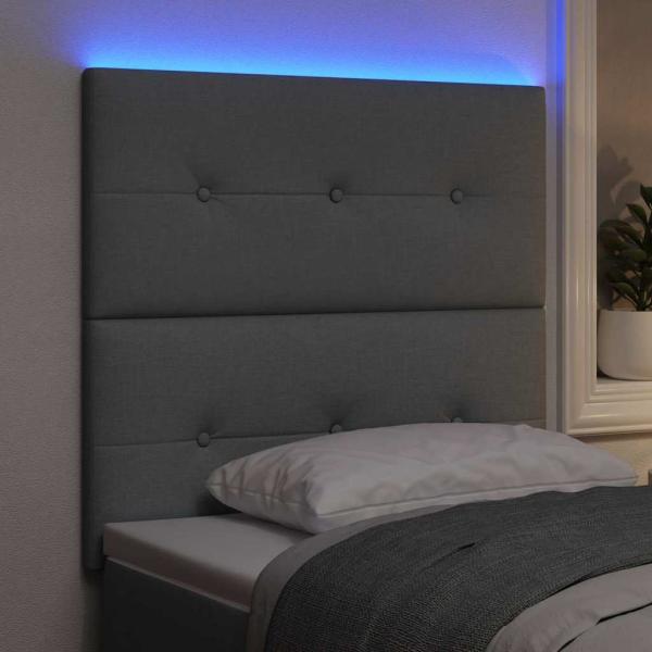 LED Kopfteil Hellgrau 80 cm Stoff