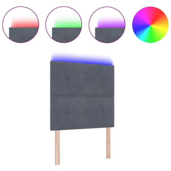 LED Kopfteil Dunkelgrau 80 cm Samt