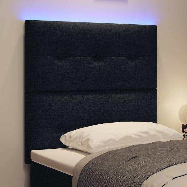 LED Kopfteil Schwarz 90 cm Stoff