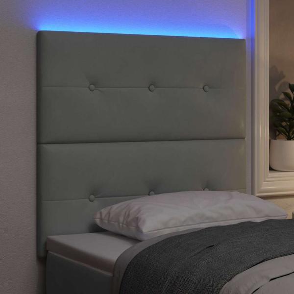 LED Kopfteil Hellgrau 90 cm Samt