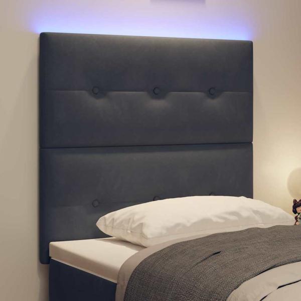 LED Kopfteil Dunkelgrau 90 cm Samt